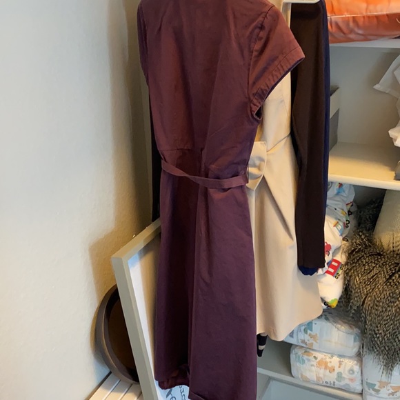 Plum colored a line button up dress with fringe -size 4 - Picture 2 of 2